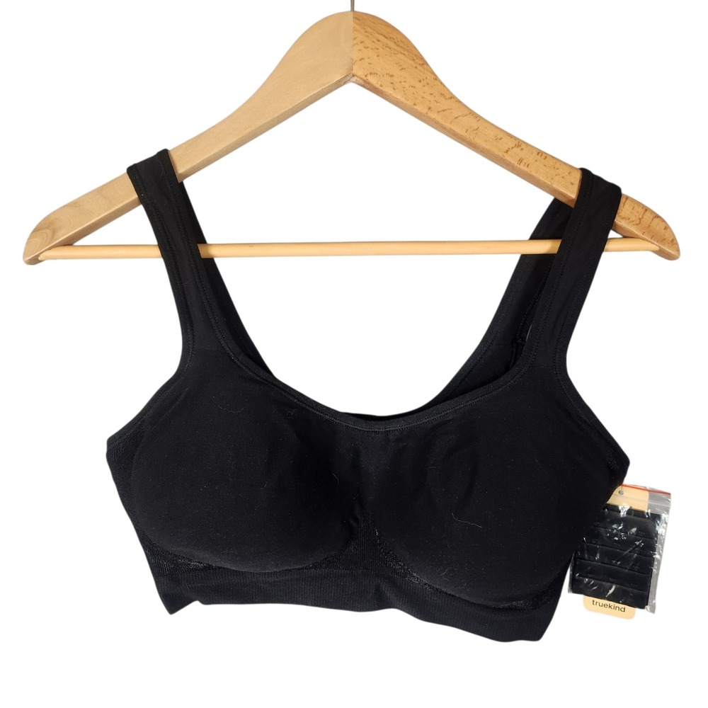 Truekind Daily Comfort Wirefree Shaper Bra Large Black Extender NWT